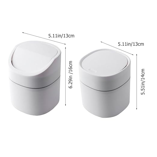 Cabilock 2pcs Mini Desktop Trash Can Lid Sturdy Plastic Countertop Wastebasket for Kitchen Bedroom Bathroom Elegant Small Garbage Bin for Home Organization