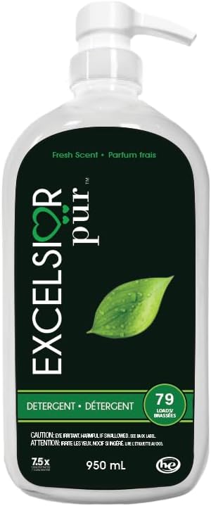 Excelsior Pür Ultimate Starter Kit 7.5X Concentrated Laundry Detergent (79 Loads) Enzyme Stain Remover Washer Cleaner Stainless Steel Washer Hoses Water Leak Detector Fresh Scent