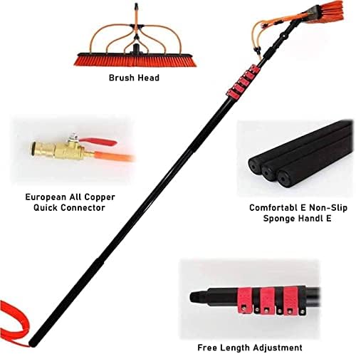 Telescopic Glass Cleaning Brush3-12m Window Poles 40FT Adjustable Window Poles Window Brush Equipment Cleaning Photovoltaic and Solar Panels 5m Pole 35cm Brush Head