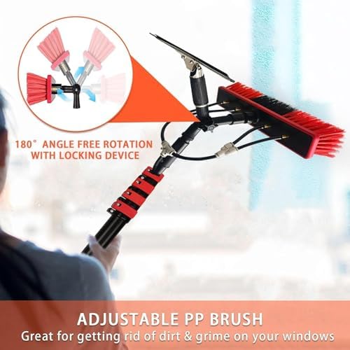 Telescopic Cleaning BrushWater Fed Pole Kit Professional Solar Panel Window Cleaner with Squeegee Telescopic Brush Window Glass Cleaning Kit Power Wash Equipment Washing