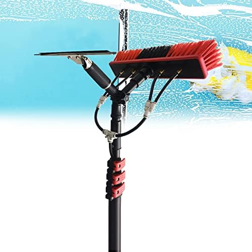 Glass Cleaning Brush Home Water Fed Telescopic Pole Kit Solar Panel Brush Rotating for Photovoltaic Panel36FT Water Fed Telescopic Window Cleaning Pole Kit with Hose Spray Outdoor Solar Pan