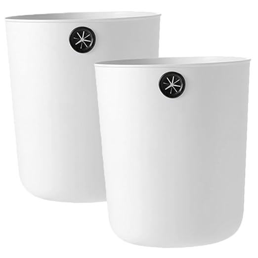 2Pcs Small Plastic Trash Can PP Wastebasket for Bedroom Bathroom Office Open Top Garbage Bin with Wide Mouth Compact Home Recycling Container in White