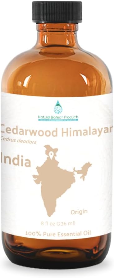 Cedarwood Himalayan Essential Oil - 100% Pure Steam Distilled Natural Cedarwood Himalayan Oil (Aceite de Cedro) from Natural Biotech NBT India for Aromatherapy &amp DIY Projects - 8oz