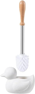 White Toilet Brush and Holder SetCute Duck Bathroom Decor Non-Slip Handle Toilet Bowl Brush Practical Bathroom Accessories Cleaning Tools Set