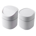 2pcs Small Desktop Trash Can with Lid Odorless Wear-Resistant Plastic Wastebasket for Kitchen Living Room Bathroom Office Compact Garbage Container for Home Use