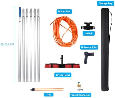 Telescopic Glass Cleaning BrushTelescopic Window Cleaner kit with Adjustable Brush Head 3-12m Extendable Window Cleaning Pole Water Fed Telescopic Brush Solar Panel Wash