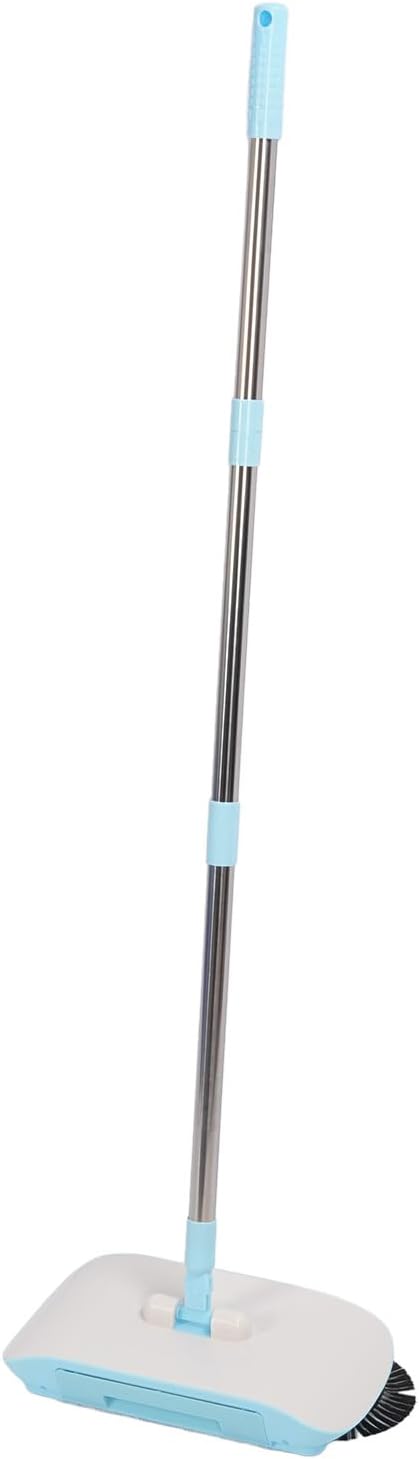 Hand Push Sweeper Sweeping and Mopping Simultaneously Sweeper 180 Degree Rotating Mop with Sealed Dust Compartment Ideal for Hardwood Laminate Marble &amp Ceramic Floors (Blue)