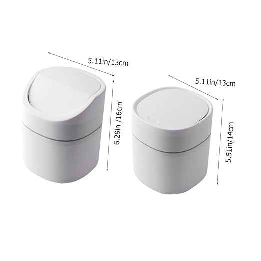 PRETYZOOM 2pcs Mini Countertop Trash Can Portable Small Waste Basket Lid Desk Trash Can for Kitchen Office