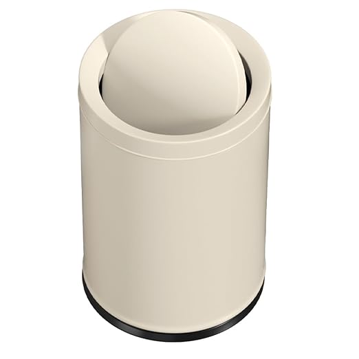 2.4GAL Off White Metal Garbage Can Double-Layer with Inner LayerSmall Bathroom Trash Can with FILP Lid for BedroomOfficeHotelBank