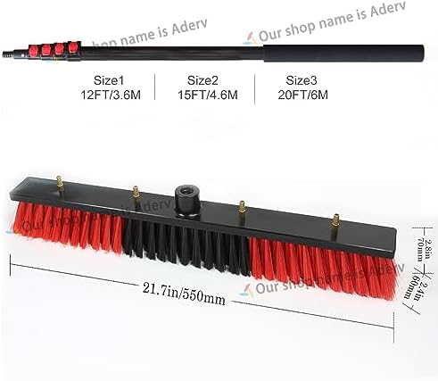 Telescopic Pole Kit Cleaning Brush12ft - 30ft Window Cleaning Pole Water Fed Pole Kit Telescopic Brush Extendable Window Squeegee Washer Roof Cleaner Glass Outdoor Solar Panel (3.6m/12ft)