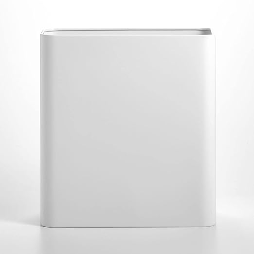 mDesign Stainless Steel Slim Rectangular Modern Metal 2.6 Gallon Trash Can Wastebasket White