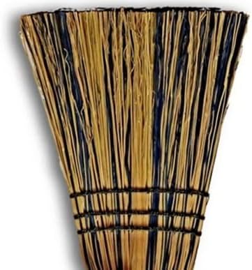 Blue &amp Yellow Deluxe Whisk Broom - Authentic Amish Corn Straw Hand Brush &amp Handle
