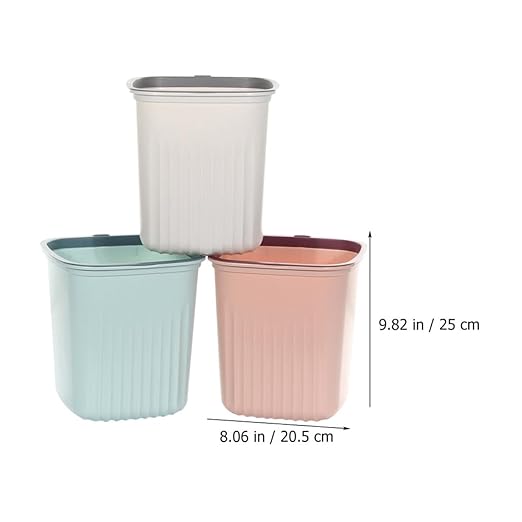 Small Household Trash Can Set 3pcs Plastic Wastebaskets Without Lid Blue Pink White for Bedroom Office Living Room Garbage Container