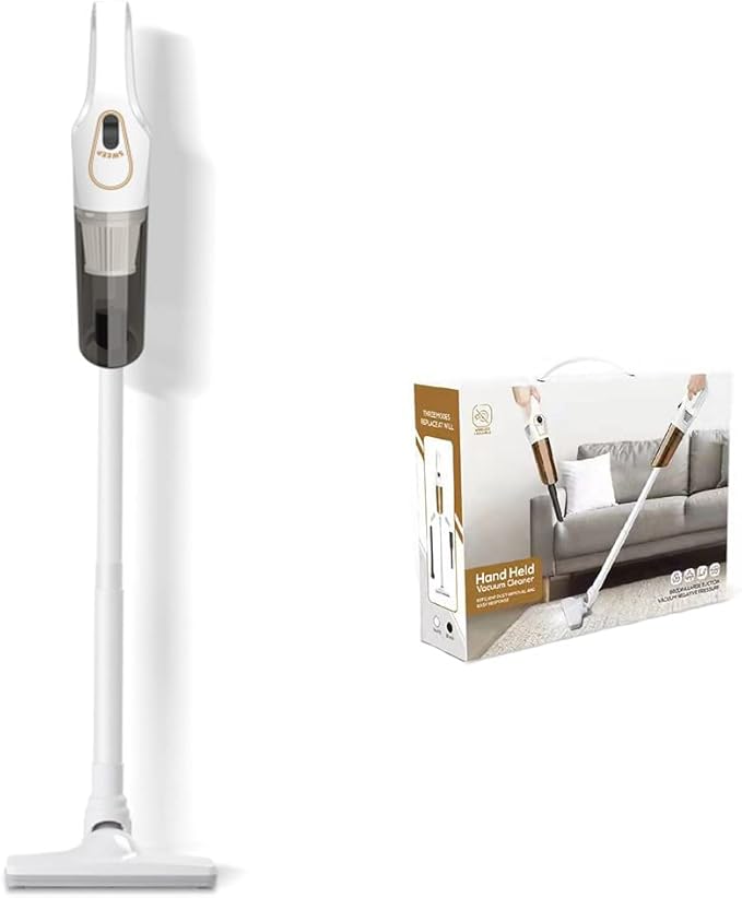 Aoun Lightweight Quiet Cordless Vacuum Cleaner Powerful Suction Stick Rechargeable Cleaners with HEPA Filter Upright Cleaner for Pet Hair Hardwood Floors Carpet (White)