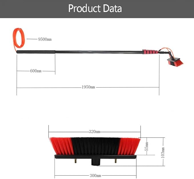 Window Cleaning Pole Window Cleaner Kit Water/Hose Fed Pole Cleaning and Washing Tool for Window Glass Solar Panel (3.5m5.4m9m)/5.4M 3.5m (9M)