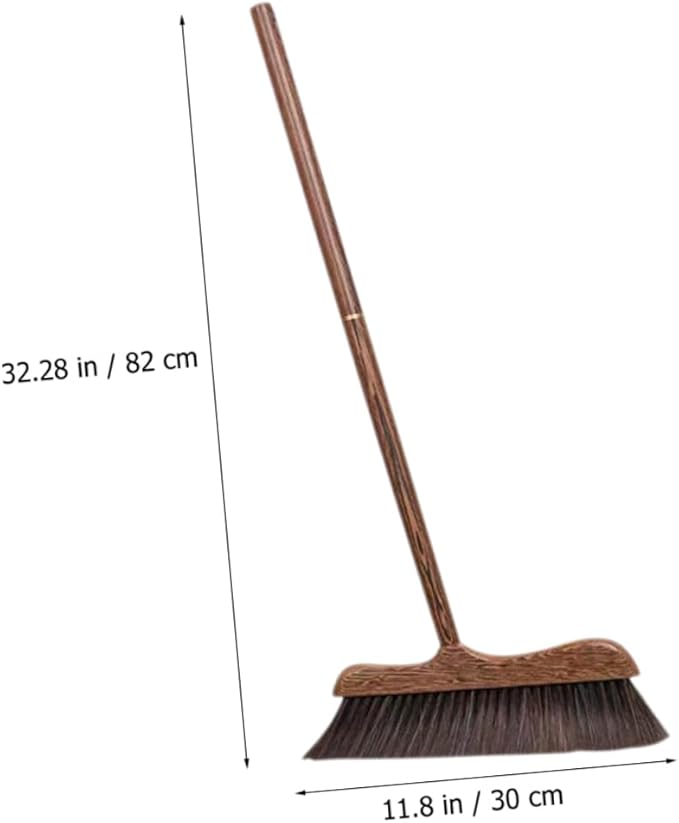 Wooden Outdoor Broom with Soft Bristles Long Handle Garden Scrub Broom for Deck Patio and Floor Cleaning Static Dust Brush for Home and Outdoor Use