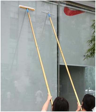 30 34 40 FT High Window Cleaning Rods Aluminum Alloy Glass Cleaner Tool/Dust Scraper Poles for Apartment Lobby Shopping Malls Extendable Windows Washing Kit with Scraper &amp
