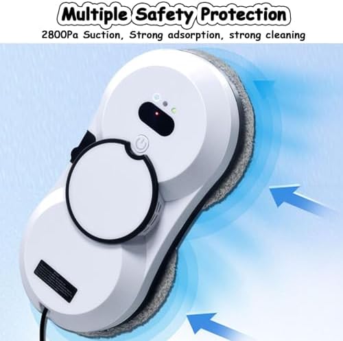 Smart Window Cleaning Robot 5600Pa Suction Dual Cross Water Spray App Control Automatic Glass Cleaner for Home &amp Office (White)