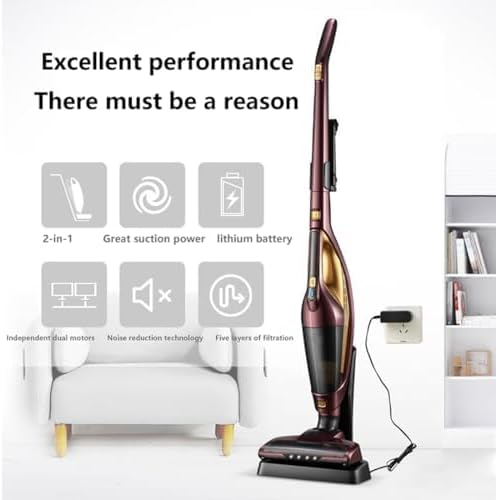 Cordless Vacuum Cleaner - Rechargeable Stick Vacuum with Powerful Suction for Hardwood Floors Carpets and Pet Hair Removal