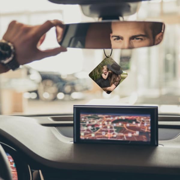 Personalized Air Freshener for Car - Double Sided Photo Custom Car Scents Air Freshener Gift for Valentine’s Day Birthday Ideal for Car Wardrobe Bathroom Hanging Ornaments (Rhombus 5pcs)