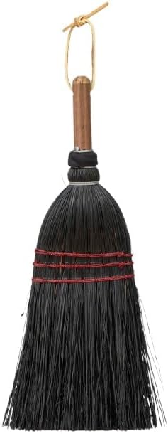 Black Deluxe Whisk Broom - Amish Corn Straw Hand Brush &amp Handle