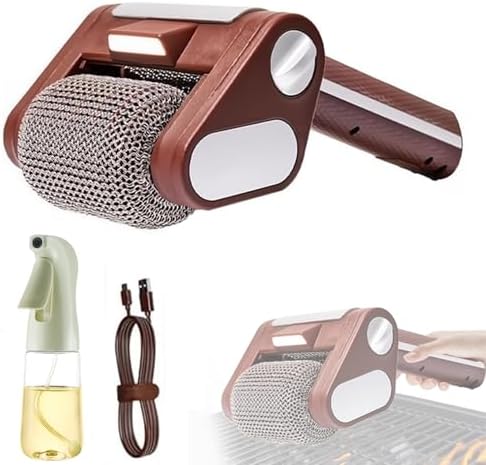 Cordless Rechargeable BBQ Cleaner Tool 350 RPM Electric Grill Brush 304 Stainless Steel Power Roller No Scratches No Preheating Effortless Cleaning for Grills &amp BBQs