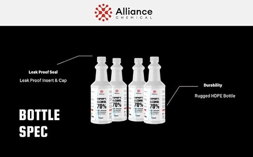 Isopropyl Alcohol (IPA) 70% - USP Medical Grade - 1 Gallon (4 x 32 FL Oz Bottles) - Rubbing Alcohol 70 Percent - Alliance Chemical - Made in America