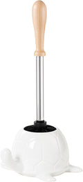White Ceramic Turtle Base Toilet Brush and Holder Set - 7.5 Cute Toilet Bowl Cleaner Brush Ergonomic Handle Toilet Bowl Brush and Holder for Home &amp Commercial Use Bathroom Brush