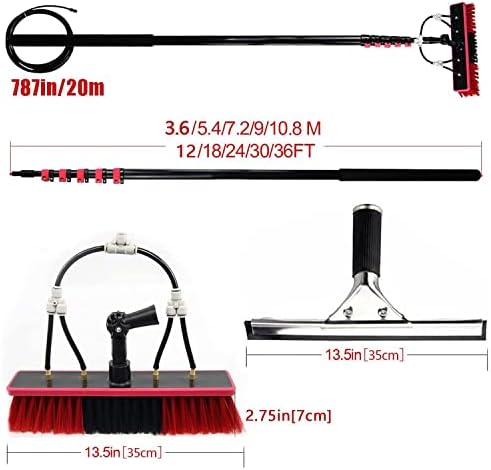 Telescopic Pole Kit Cleaning BrushCleaning Brush Water Fed Pole KitLength Water Fed Brush W/SqueegeeWater Fed Cleaning SystemOutdoor Window Cleaner W/20M HoseCleaning Tool for Window Gl