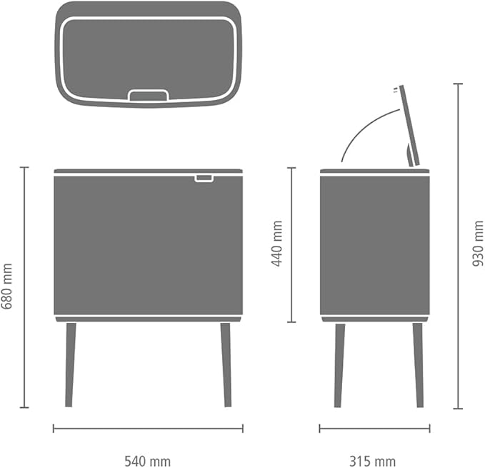 Brabantia Bo Touch Bin - 11 + 23L Inner Buckets (Mineral Cosy Brown) Waste/Recycling Kitchen Bin - Soft-Touch