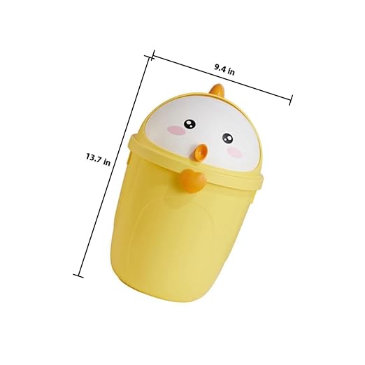 VILLCASE Chick Style Trash Can with Lid Sturdy Material Small Wastebasket for Bedroom Office Desk Use Convenient Home Garbage Bin Large Capacity Cartoon Design