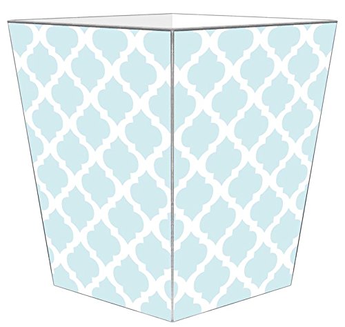 Marye-Kelley-Chelsea Grande Light Blue Wastepaper Basket Decorative Wastebasket for Kitchen Bathroom Bedroom Living Room Handmade Decoupage Wood Made in The USA