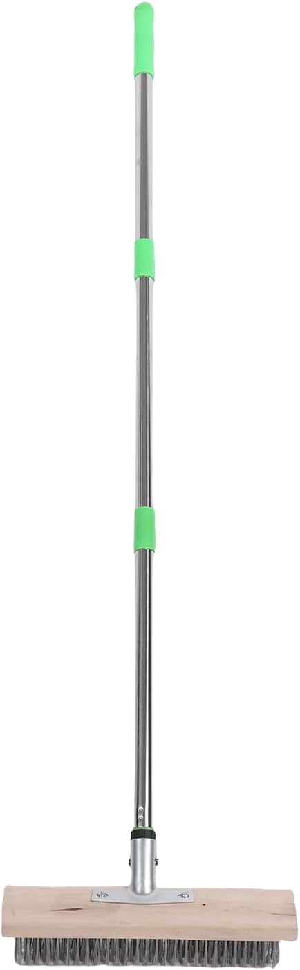 Focket Wire Scrub Brush Stainless Steel Floor Scrubber Brush with Dense Steel Hair Adjustable Handle 80-120cm Grout Cleaner with 3 Detachable Rods for Concrete Deck Patio Garage