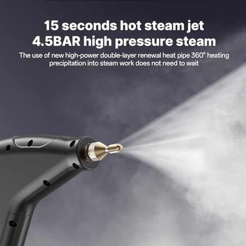 Irishom Handheld Multi-surface Steam Cleaner with 6pcs Accessories Touch Screen 6 Levels Adjustable 105℃/221℉ Deep Cleaning Steamer with Portable Handle 1200ml/40.5oz Water Tank