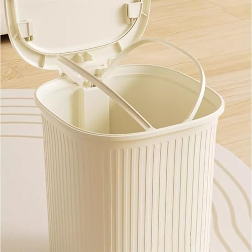 Compost bin kitchen/garbage 8/10/15/20 Liter Bathroom Trash Can with Lid Narrow Plastic Trash Can with Pressure Strip and Gold Pedal for Living Room Bedroom Office Kitchen Step trash can(Gris10L)