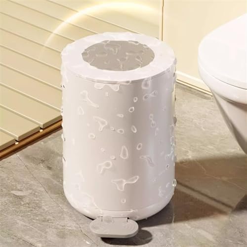 Compost bin kitchen/garbage Foot Pedal Round Trash Can Soft Close Step Garbage Can with Removable Inner Bin 12/15L Modern Trash Can with Lid for Living Room Bedroom Office Step trash can(Grey whit