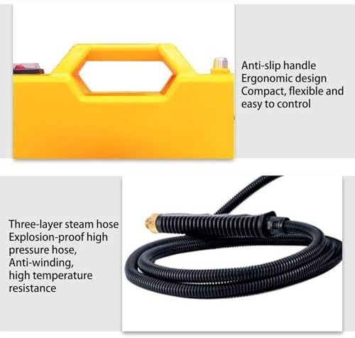 High Pressure Steam Cleaner 3800W Portable Handheld Steamer 6000ML Self-Priming Machine with 2 Brushes &amp Extension Elbow for Deep Cleaning (Black)