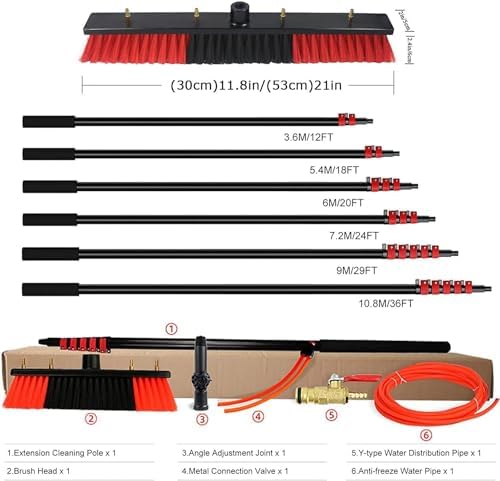 Window Cleaner with Telescopic Handle Photovoltaic Cleaning Telescopic Pole Telescopic Washing Brush Cleaning for Photovoltaic Solar Panels Windows55cm Brush20FT