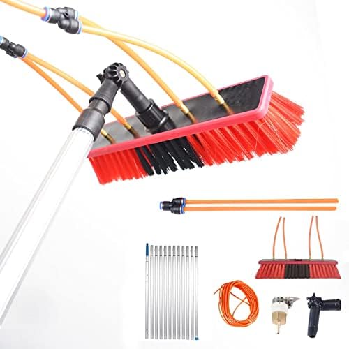 Glass Cleaning Brush Home Water Fed Telescopic Pole Kit Solar Panel Brush Rotating for Photovoltaic PanelWindow Cleaning Pole with Brush - Water/Hose Fed Equipment for Solar Panels and Phot