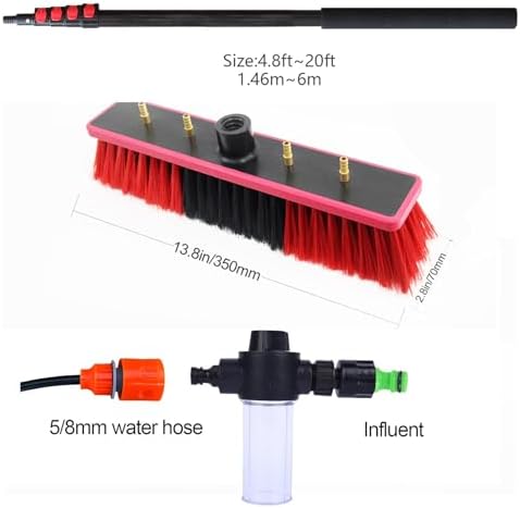 Glass Cleaning Brush Home Water Fed Telescopic Pole Kit Solar Panel Brush Rotating for Photovoltaic PanelTelescopic Window Cleaner Kit 6M Pole Water Fed Brush Extendable Solar Panel Washing