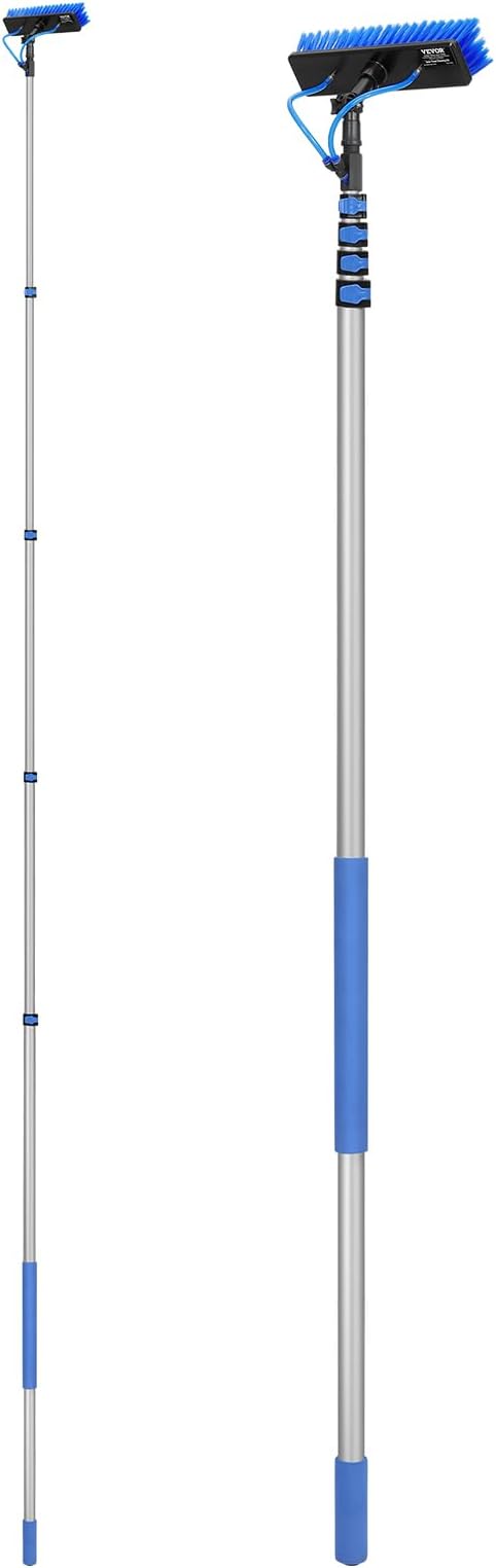 VEVOR Water Fed Pole Kit 30FT Solar Panel Cleaning Pole with Extendable Handle 180° Rotatable Brush Head &amp 65.6FT Hose Household &amp Outdoor Window Cleaner Tool for Caravan Solar Panel Deck