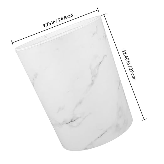 SUPVOX Marble Pattern Large Capacity Wastebasket with Press Ring Plastic Recycle Garbage Bin for Bathroom Kitchen Office White Marble Texture Trash Can