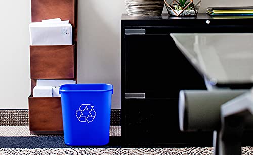 Rectangular 7 Gallon Commercial Office Trash and Recycling Combo Bins Wastebasket Deskside Bins for Office Kitchen Under Desk Garage (Trash Recycling Organics 7 Gallon)