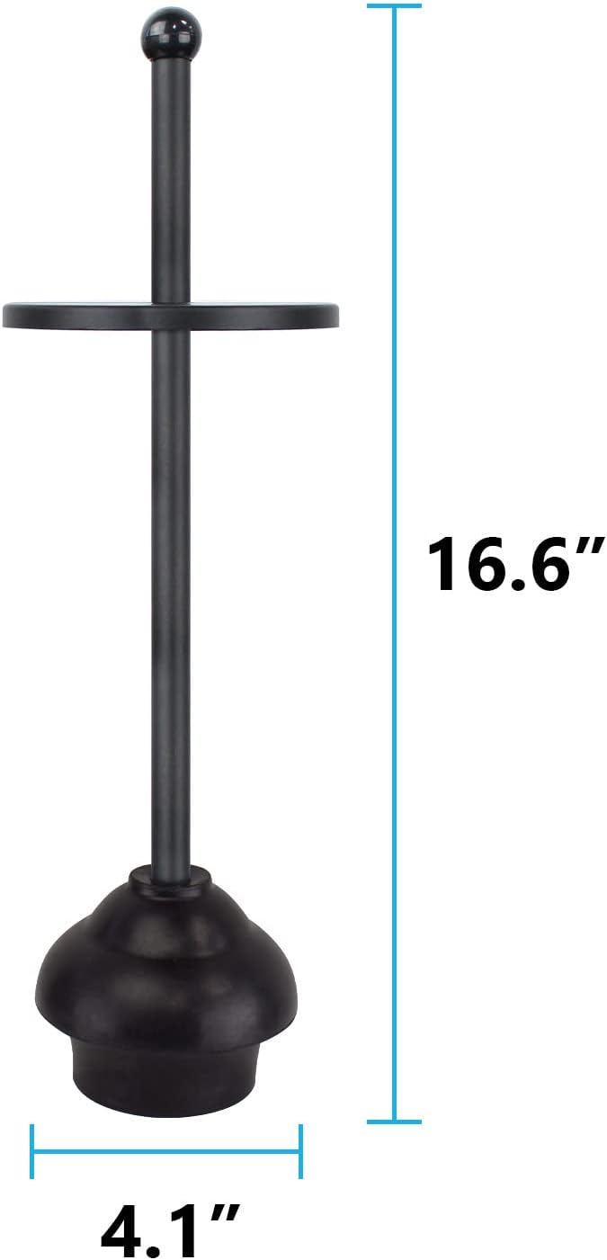 Blue Donuts Toilet Plunger with Holder for Bathroom Multi Drain Suitable Also for Bathtubs Quick Dry Black