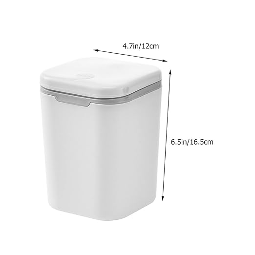 Mini Desktop Trash Can with Lid 2pcs Small Push-Button Wastebasket for Office and Home Creative White Mini Garbage Bin for Desk and Bedroom Use