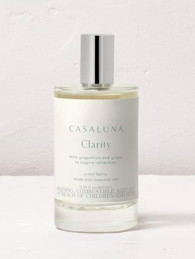 Clarity Linen Spray 3.38 fl oz Ginger Grapefruit Bergamot Scent Blended Essential Oil Room Spray