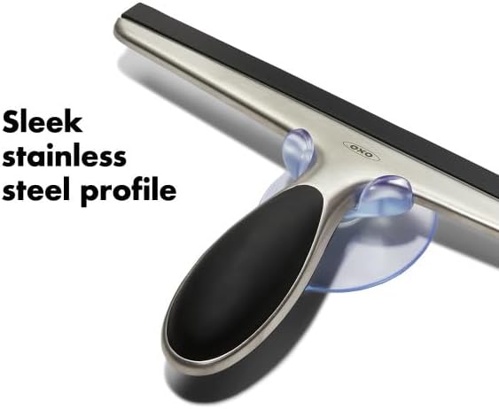 OXO Good Grips Stainless Steel Squeegee - All-Purpose for Bathroom Glass Shower Doors Mirrors Tiles Countertops and Car Windows - Streak Free