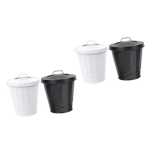 2sets Iron Garbage Can Metal Desktop Mini Wastebasket Farmhouse Style for Home Decor 2pcs*2