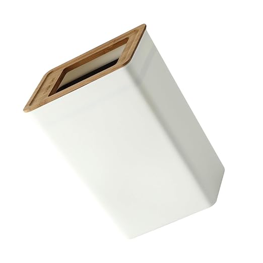 BESPORTBLE Large Wastebasket with Wooden Lid Kitchen Trash Bin with Built-in Press Ring Ash Bin for Home and Bathroom Storage Practical Waste Container Size L