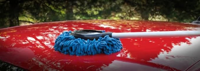 Microfiber Wash Mop with 43 Telescoping Handle – Soft Chenille Brush Head for Cars SUVs &amp Trucks – Removable Washable Bonnet